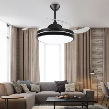 Europäischer Stil hochwertiger Fernbedienung Schwarz Wohnzimmer Moderne LED Deckenventilator Licht
