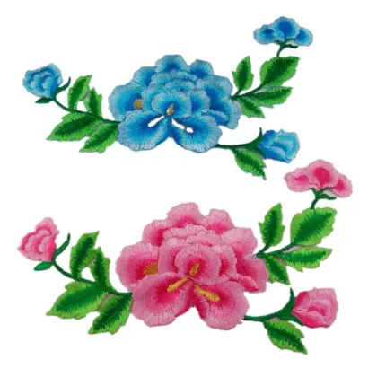 Chinese Peony Flower Applique Embroidered Patches