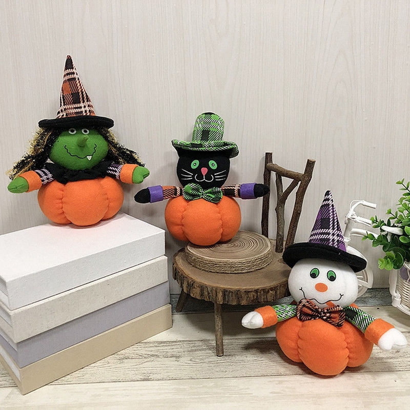 2018 Halloween decoration Cartoon Girl Plush Toys Soft Stuffed Plush Dolls Toy Party Children Gift Pumpkin Witches Elastic