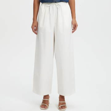 Pantaloni larghi larghi bianchi in vita elastica da donna