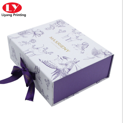 skincare luxury customized paper box with ribbon