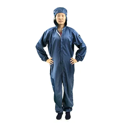 Navy Blue Cleanroom Antistatic Washable ESD Jumpsuits with Hood