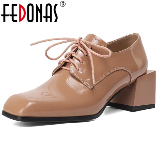FEDONAS Fashion Sling-Back Heeled Pumps Female Square Toe High Heels Pumps Genuine Leather Cross Tied Party Dancing Shoes Woman