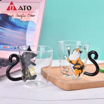 250ML Cat Glass Coffee Cup Milk Coffee Glass