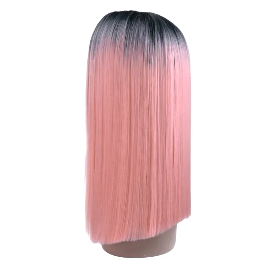 premium japanese kaneka fiber lido pink synthetic wig, private label ombre color synthetic lace front wig for white women