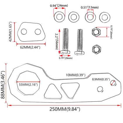 JDM Aluminum Anodized CNC Machined Tow Hook Trailer Rear Towing Hook