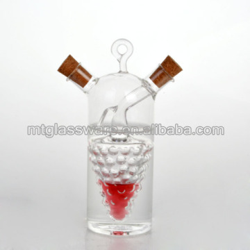 2 in 1 borosilicate glass small glass oil vinegar bottle with cork stopper