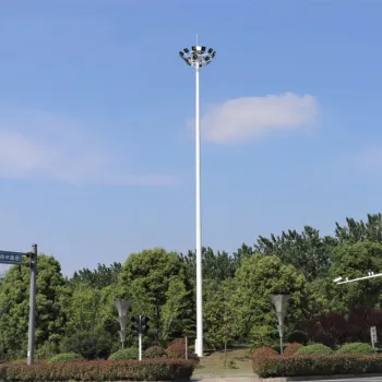 High Mast Light Poles with Flood Lights - Manufacturer Free Design 15m to 40m Galvanized Steel