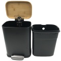 Bamboo Lid Foot Pedal Powder Coated Waste Bin