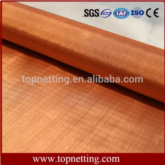 EMF shielding plain woven pure copper mesh fabric
