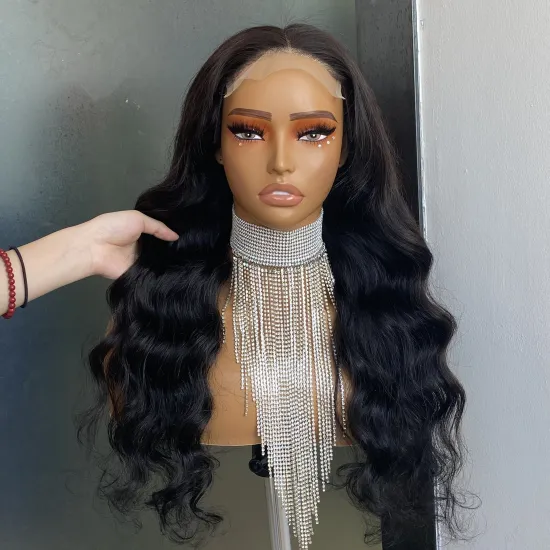Wholesale Brazilian Indian Virgin Raw Remy Cuticle Wavy Human Hair 5x5 Transparent Lace Closure Glueless Wig