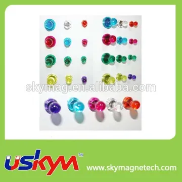 Colorful transparent magnetic push pins