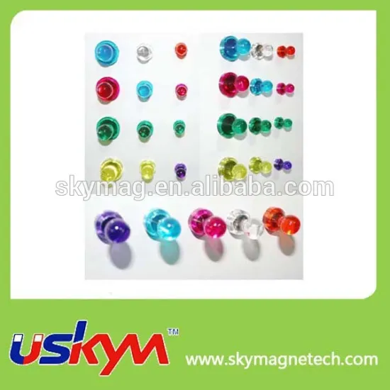 Colorful transparent magnetic push pins