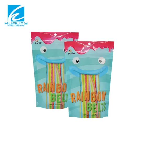 Candy Packaging Supplier: Custom Printed Recyclable Stand-Up Plastic Bags with Zipper for Gummies