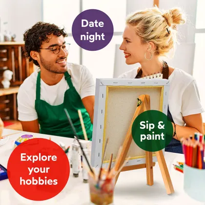 Kids Acrylic Painting Supplies Kit: Paint Set, Canvases, Brushes, Palette & More