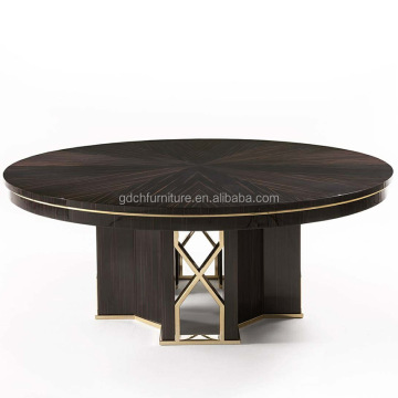 Modern Luxury Long Solid Wood Dining Table and Chair Set with Stainless Steel - Italy Designs