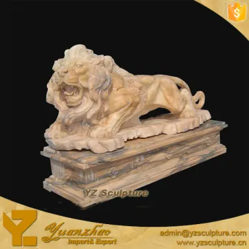 Outdoor Stone Pink Carving Marble life-size coloured Lion statue