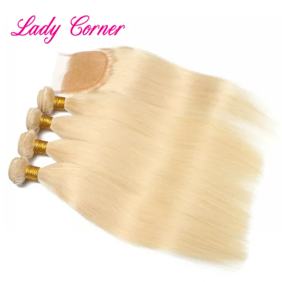 12a 613 blonde human hair extension,Brazilian silk straight 100g human hair bundle with closure