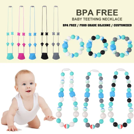 Round beaded fashional silicone baby necklace