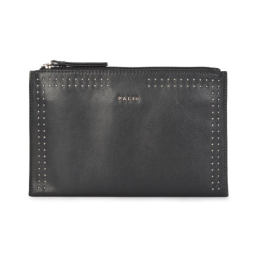 Damen Leder Abend Clutch mit Nieten