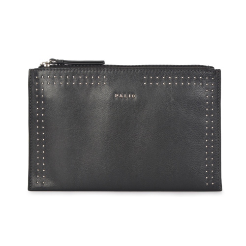 Ladies Leather Evening Clutch Bag With Rivets