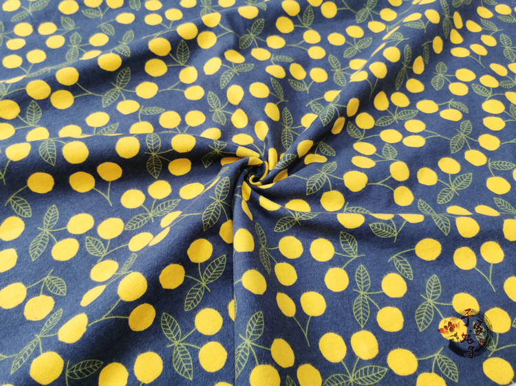 145x50cm Autumn new cherry sanding printed fabric girl shirt dress cotton clothing fabric 230g/m