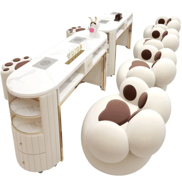 Professional Nail Salon Furniture: Cat Paw Shaped Manicure Chair with Drawers in Metal Material for Workshop