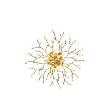 All Copper Branch Wall Sconce with Gold Leaf Branches - Vintage Retro Wall Light