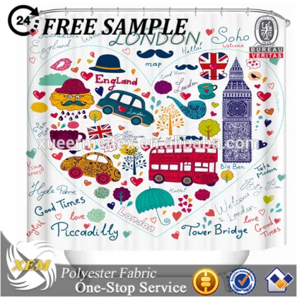 Shower Curtain printed hookless shower curtain