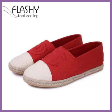 Hot selling women ramie sole shoes flat casual shoe 2014