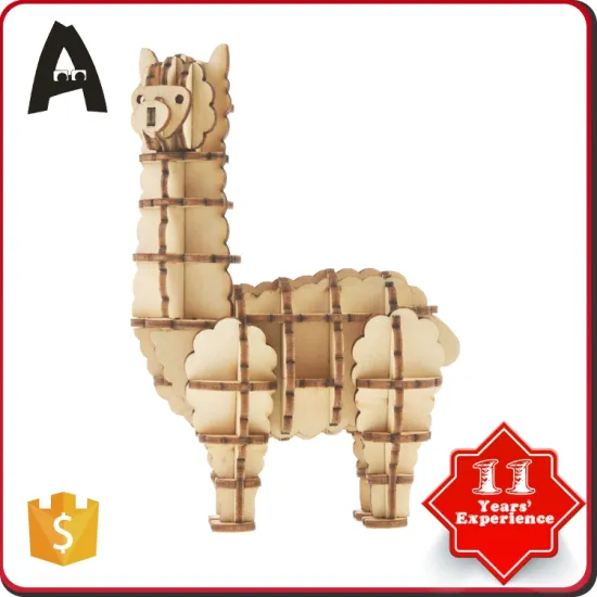 With quality warrantee educational natural wood color toy alpaca wooden iq puzzle