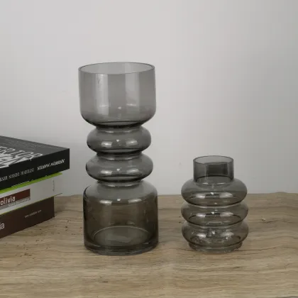 luxury smoky gray glass&crystal vases for home