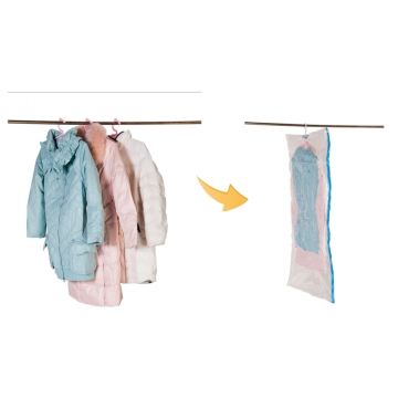 Hanger Clothes Vacuum Bags - Transparent Plastic Storage Bags, Dust-proof and Insect-proof