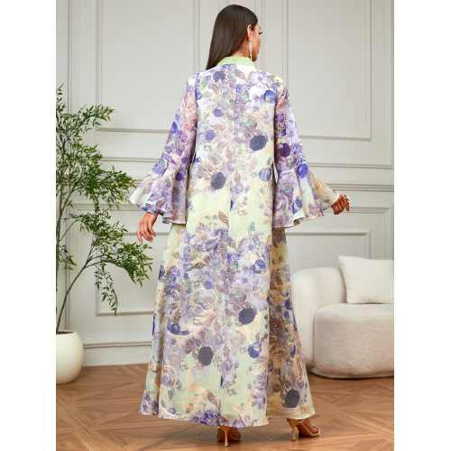 منجوق دوزی V یقه فلر آستین Abaya