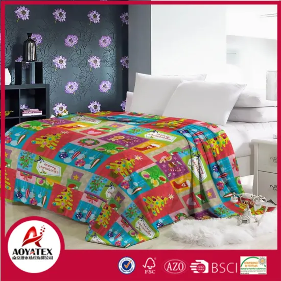 100% polyester promotion soft colorful christmas gift fleece blanket