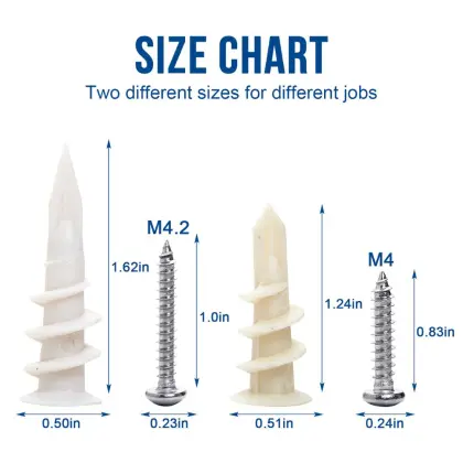 NINDEJIN 100pcs/set Plastic Anchor Self-drilling Drywall Anchors With Screw Plasterboard Anchors Home Curtain Drywall Tool