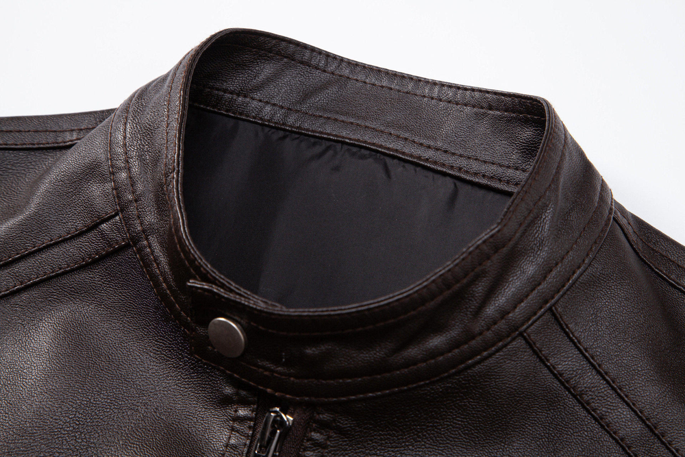 Mens Biker Artificial Fur Leather Jacket