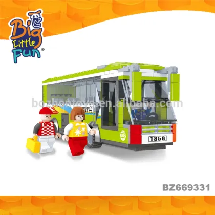 Children model city school bus toys building blocks car model for kids educational