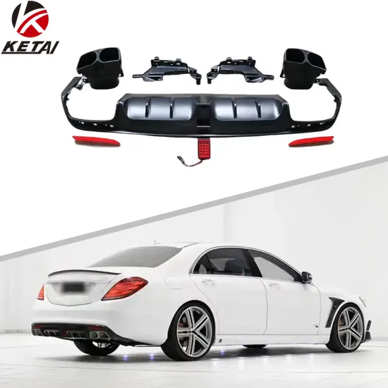 High Quality BRS Style Car Rear Bumper Diffuser with Tips for BENZ W222 AMG 2014-2017