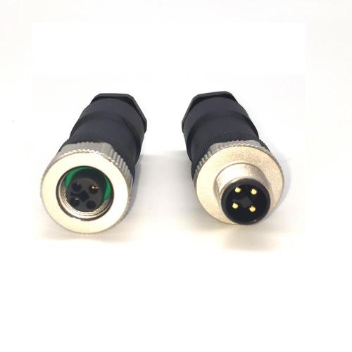 Male 4pin Field-wireable M12 T-Code Power Connector