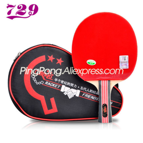 Friendship 729 Table Tennis Racket (Golden 2-Star, with Case) Paddle with Rubber & Bag Original 729 Golden 2 Star Ping Pong Bat