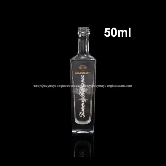 Portable mini liquor bottle clear glass 50ml with screw top