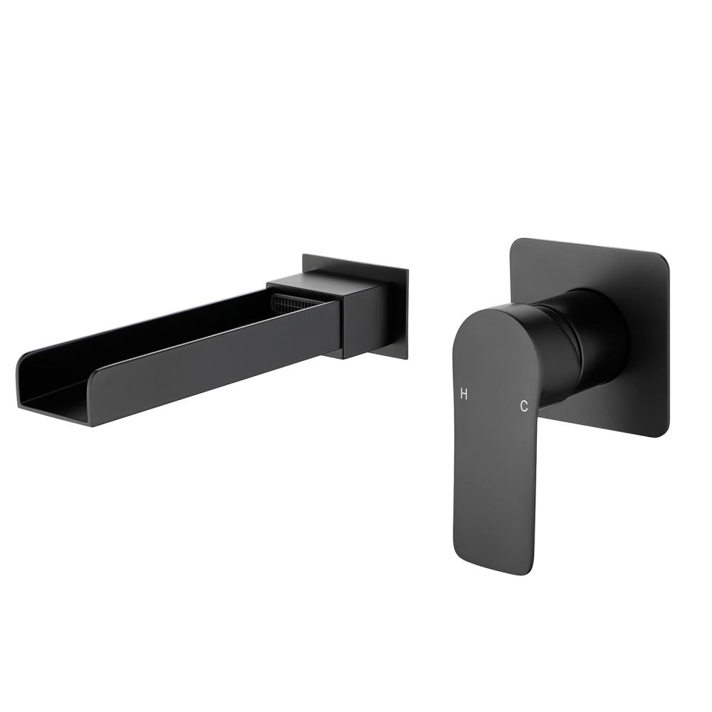 Black Wall Single Handle Tub Faucet Waterfall