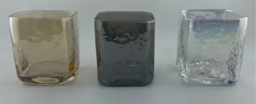 Plating Amber Glass Cup With Hammer Pattern