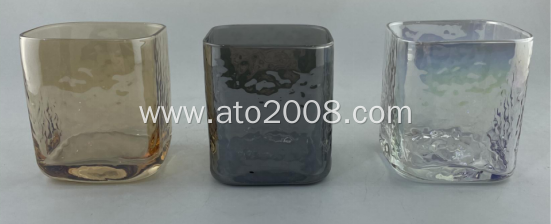 Plating Amber Glass Cup With Hammer Pattern