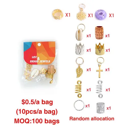 Gemstone Crystal Loc Jewelry Beads For Braids Twist Dreadlock Hair Accessories Crown Loc Dreadlock Beads Hair Rings For Braids