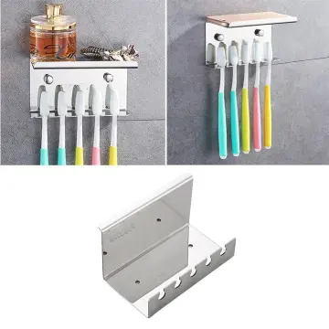 1pc Toothbrush Holder Bathroom Toothbrush Stand Space Saving Waterproof Stainless Steel Toothbrush Stand Rack for Home Bathroom