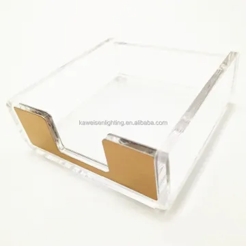 Gold Square Acrylic Memo Note Card Holder for Desktop - Office Supplies and Stationery for Home Working