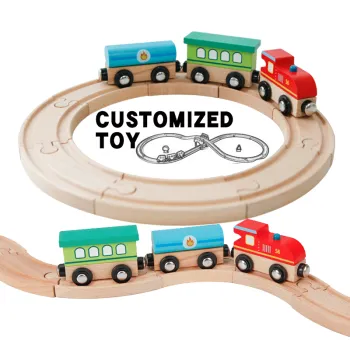 Classic Wooden Montessori Train Set - Kid and Baby Toy Railway Track