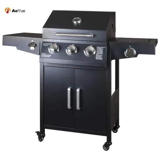 Outdoor Portable 3 Burner BBQ Cooking Stainless Steel Camping Gas BBQ Grill
